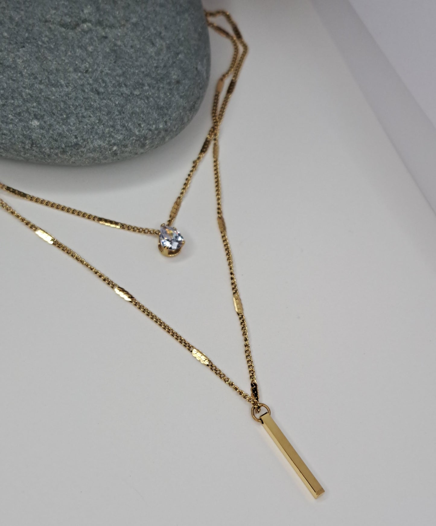Two chain zircon Necklace
