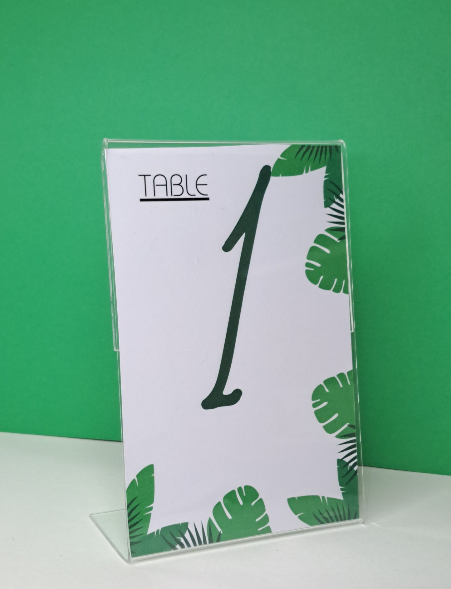 Table numbers in clear stand