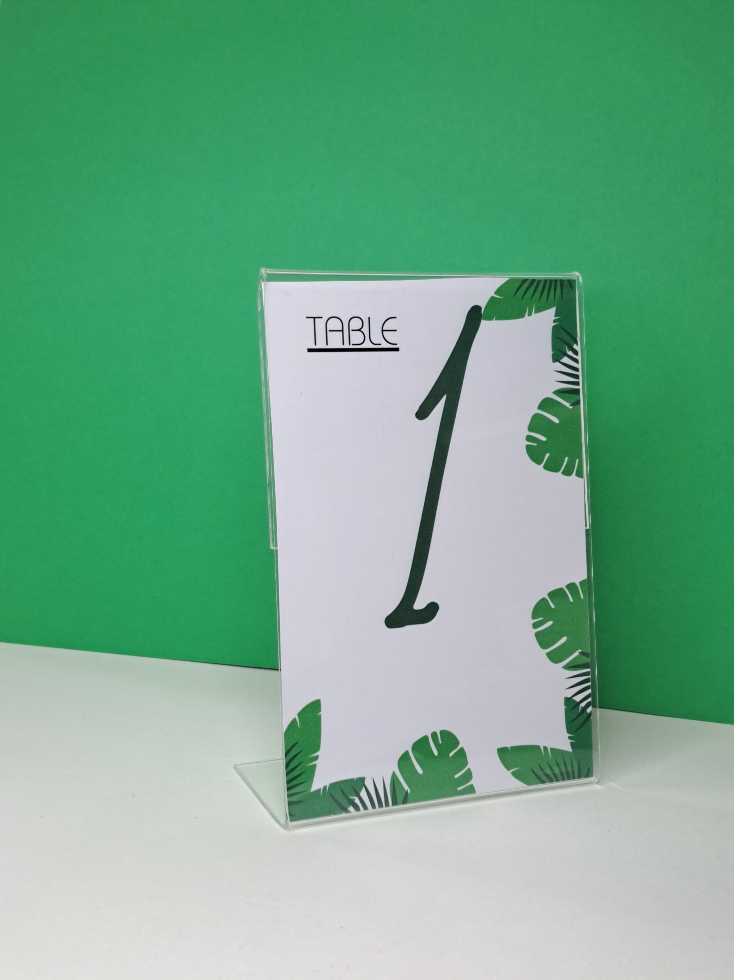 Table numbers in clear stand