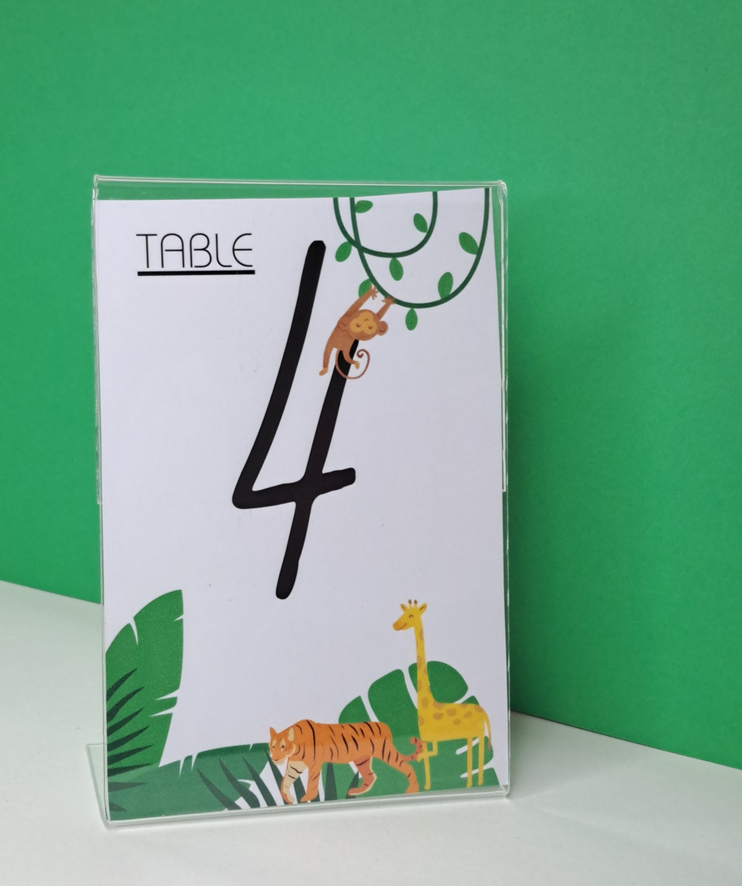 Table numbers in clear stand
