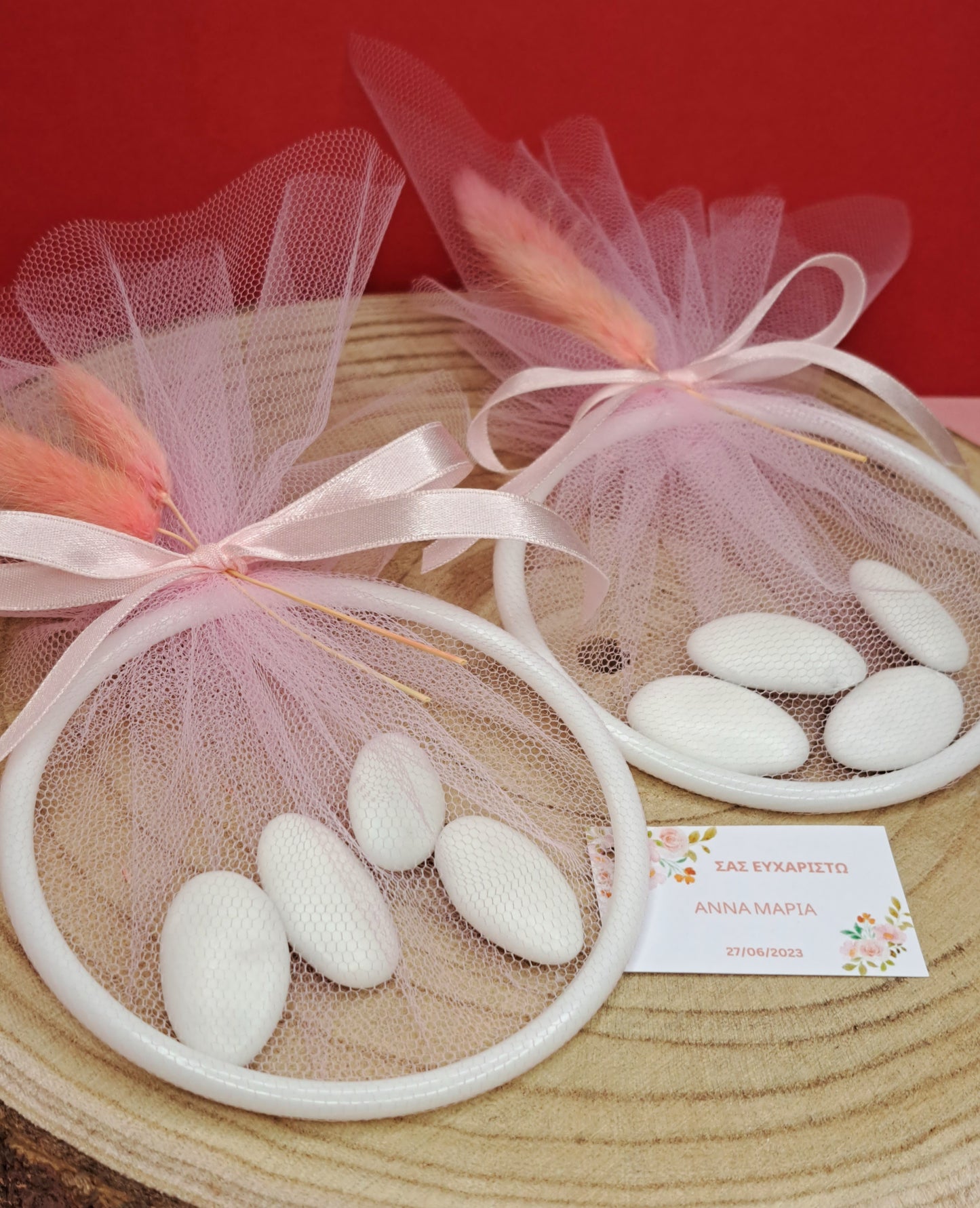Candy pouch pink with dried flowers