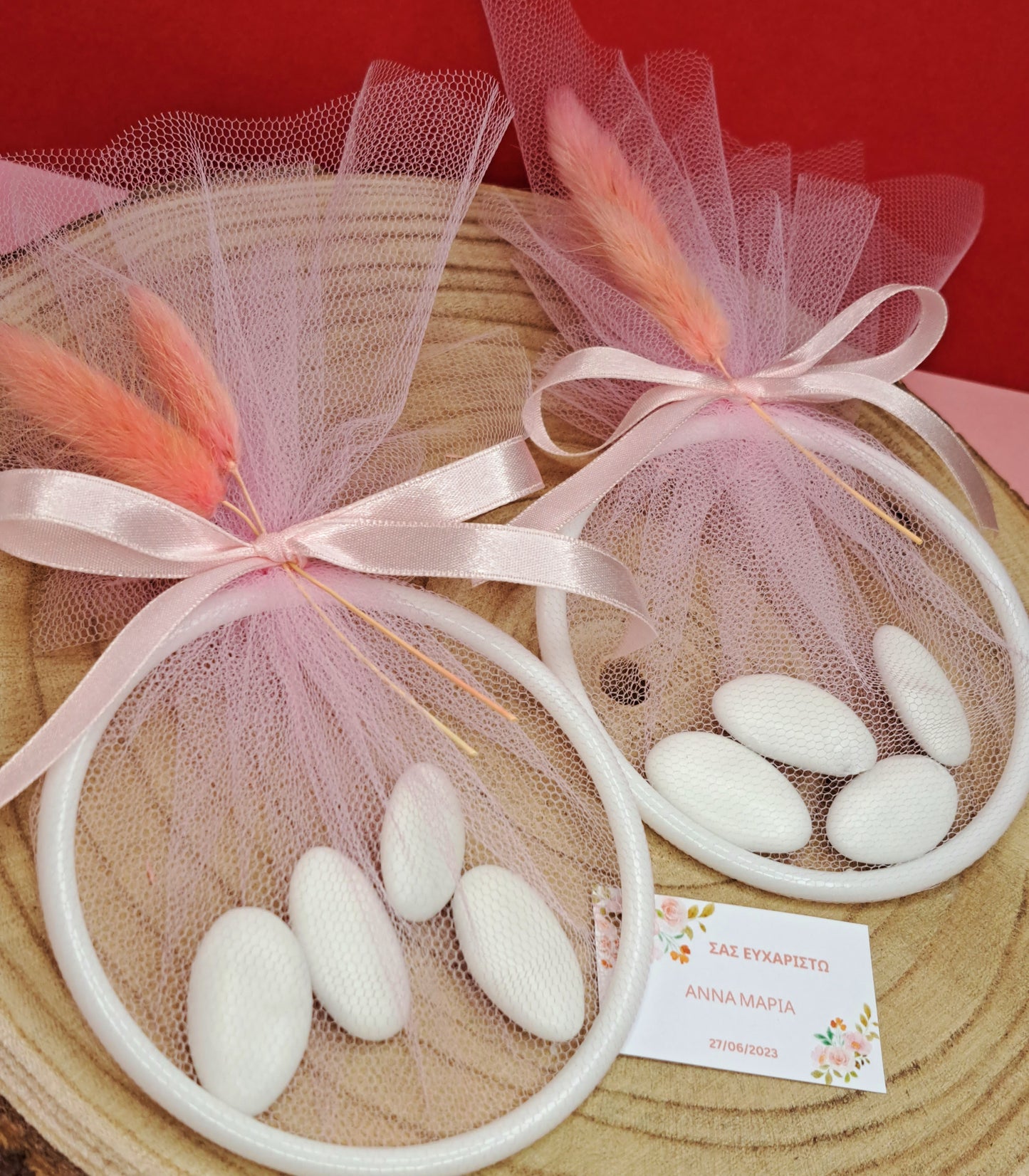 Candy pouch pink with dried flowers