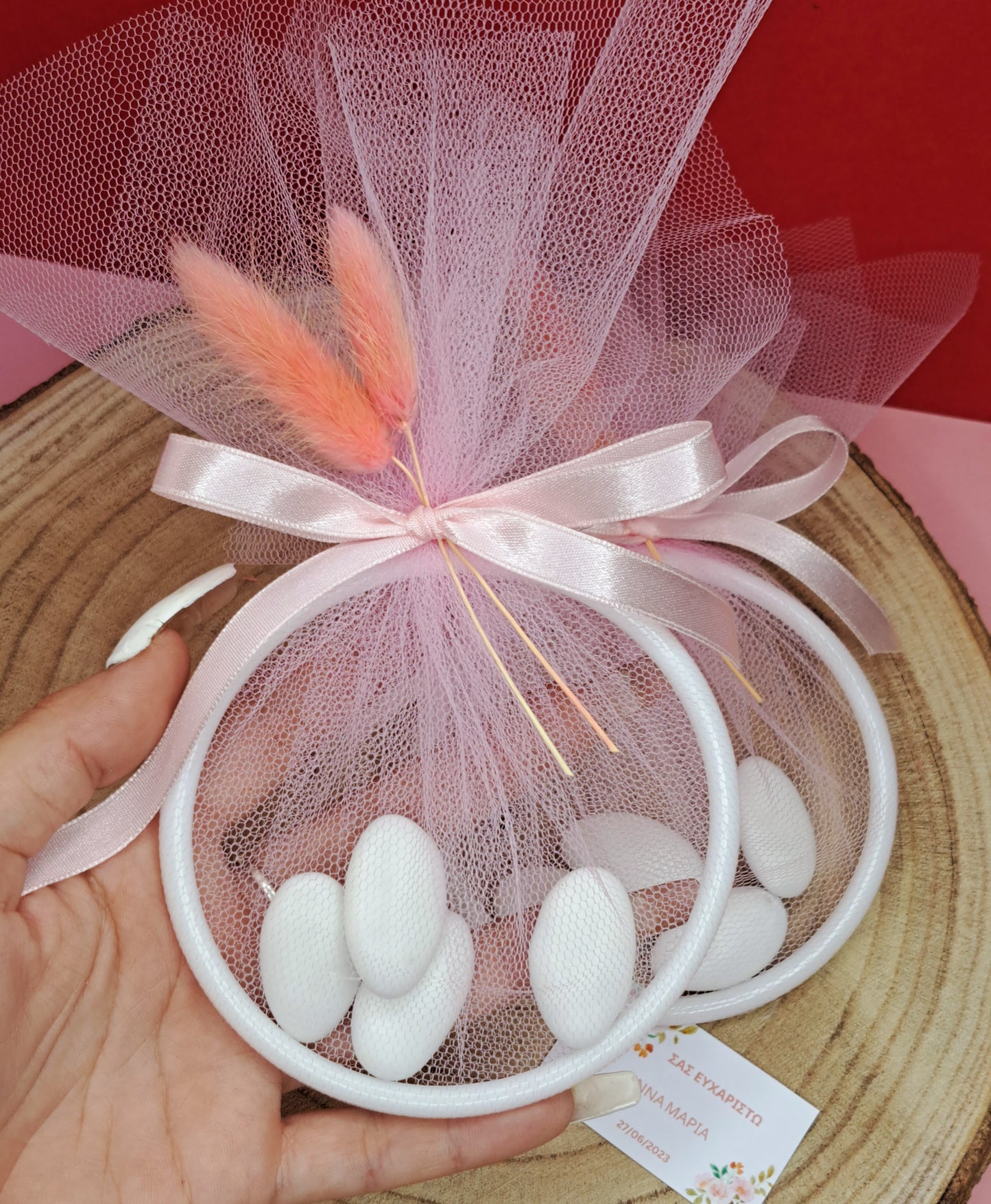 Candy pouch pink with dried flowers