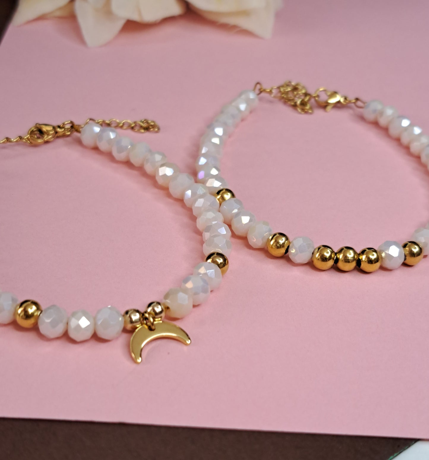 2 Pcs SET Crystal & Moon - Peach