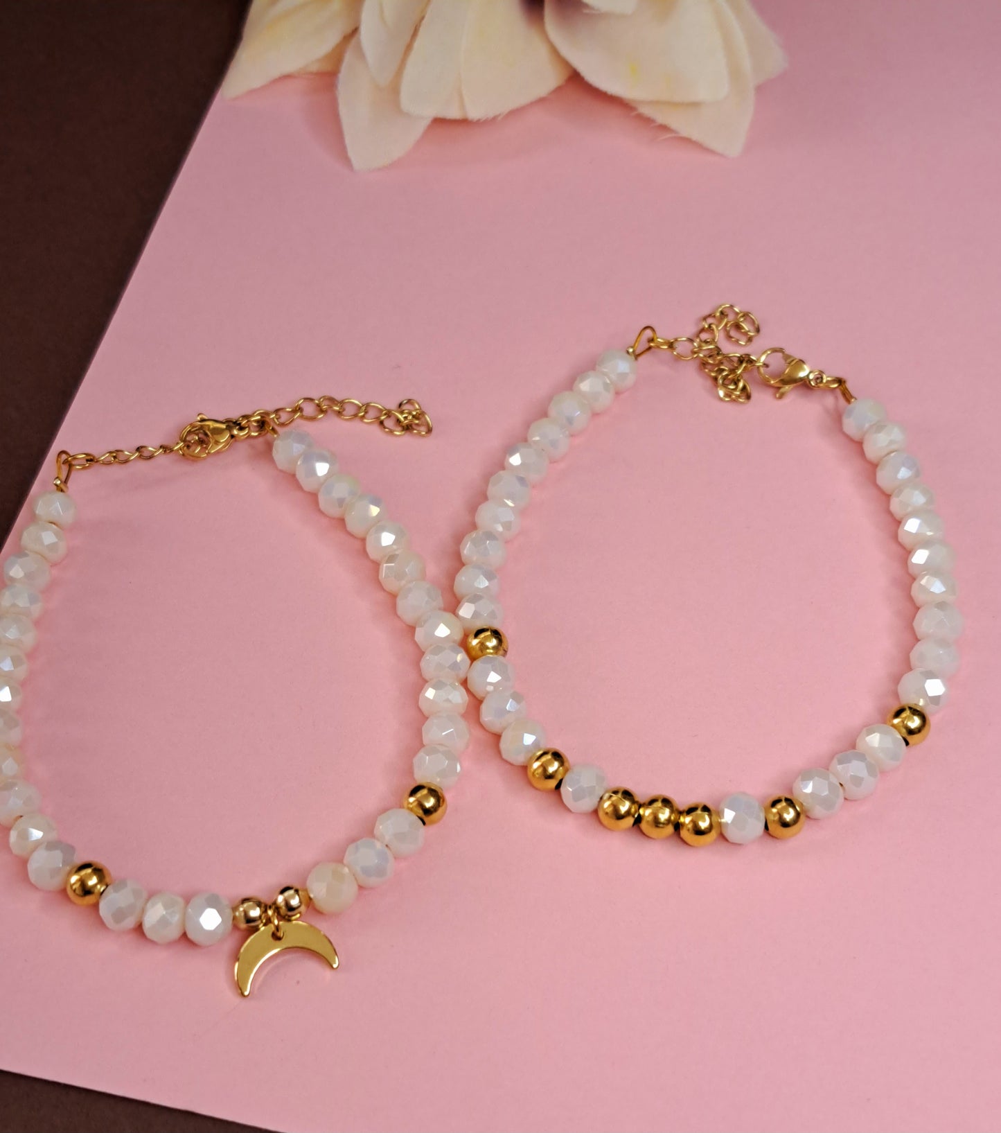 2 Pcs SET Crystal & Moon - Peach