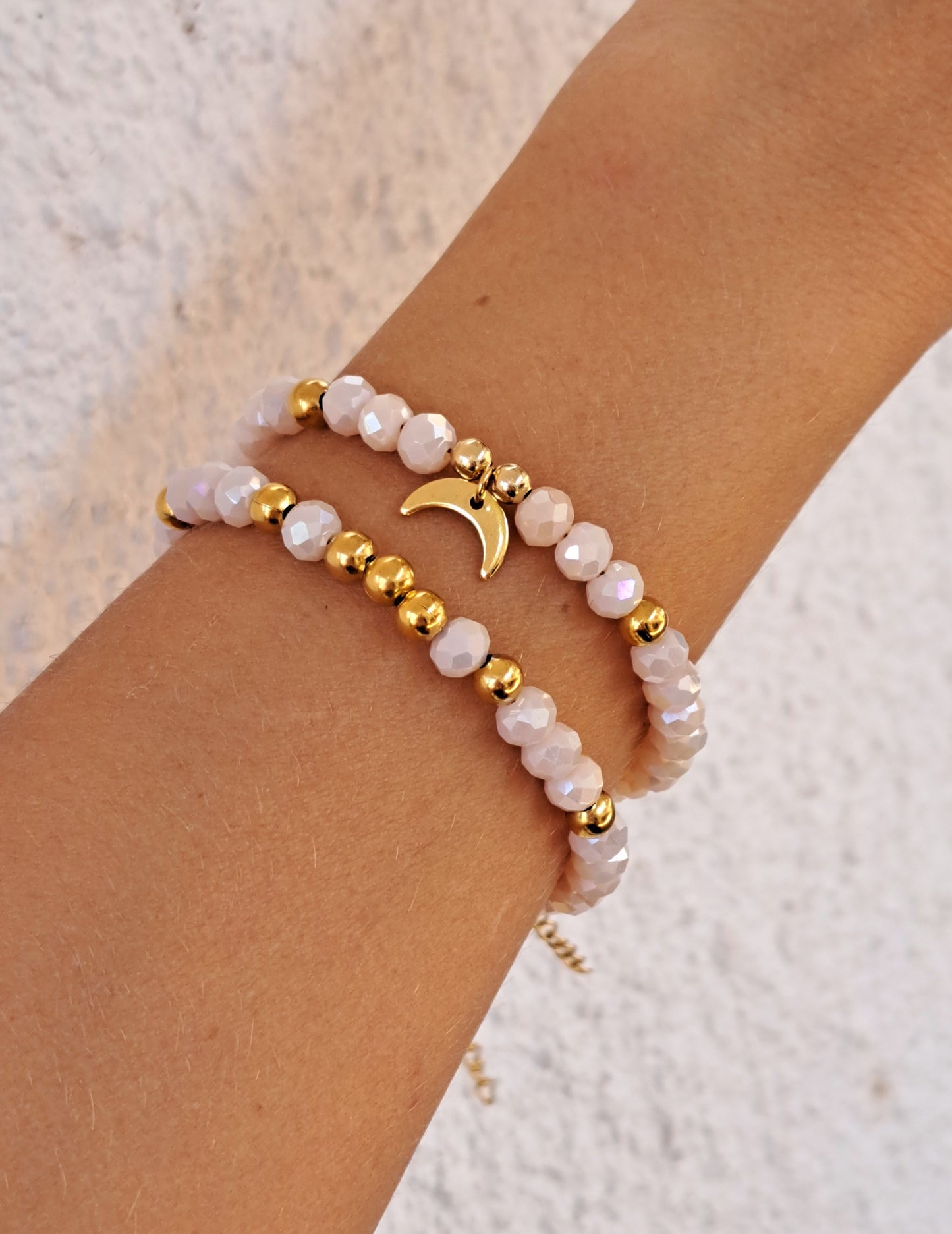 2 Pcs SET Crystal & Moon - Peach