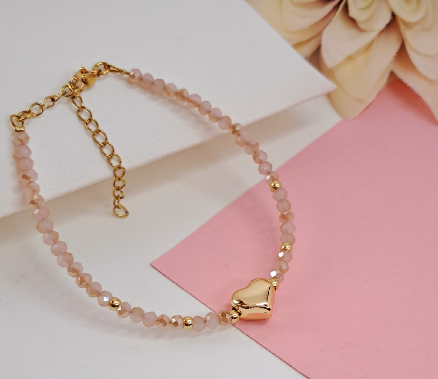 Pink Crystal Heart Bracelet