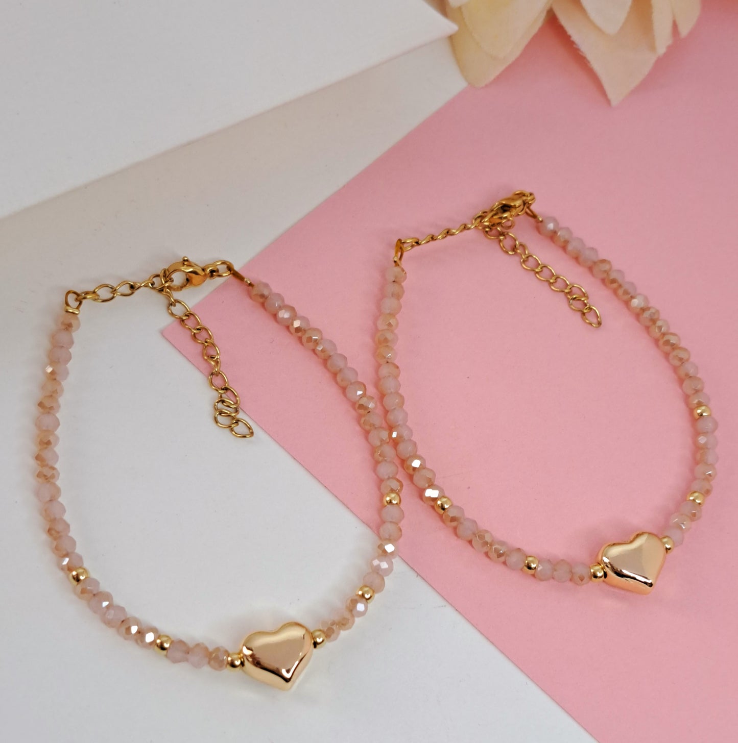 Pink Crystal Heart Bracelet