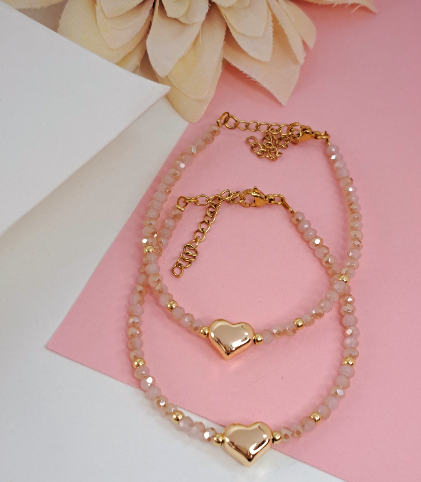 Pink Crystal Heart Bracelet