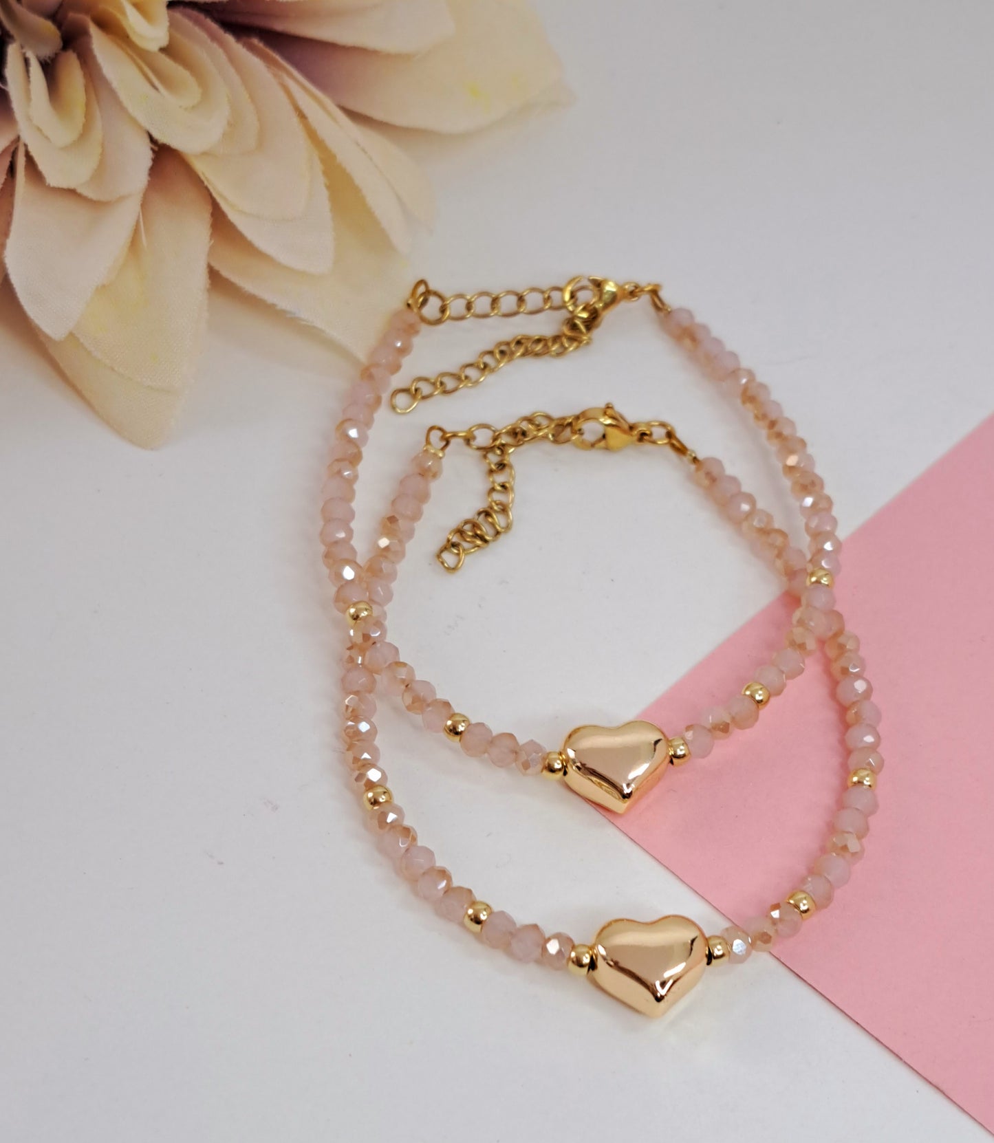 Pink Crystal Heart Bracelet