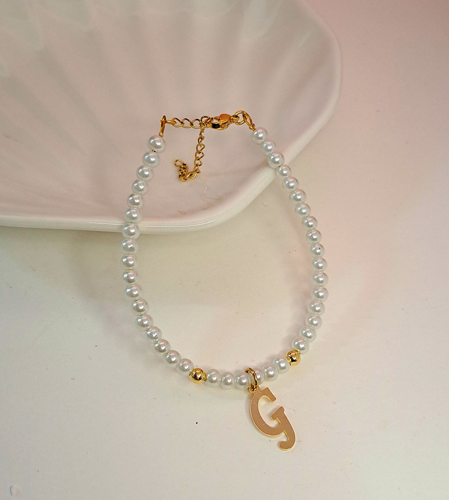 Gold Initial Pearl Bracelets(14 options)