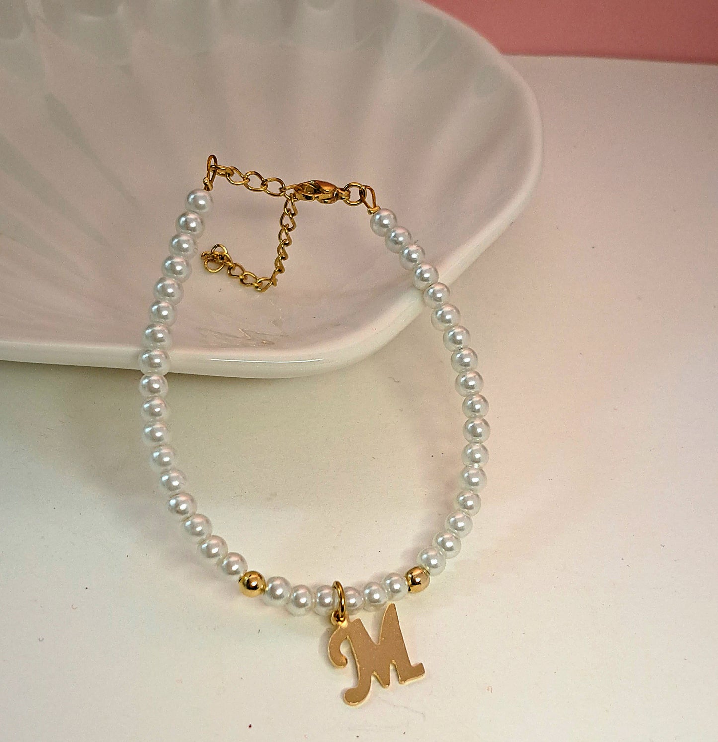 Gold Initial Pearl Bracelets(14 options)