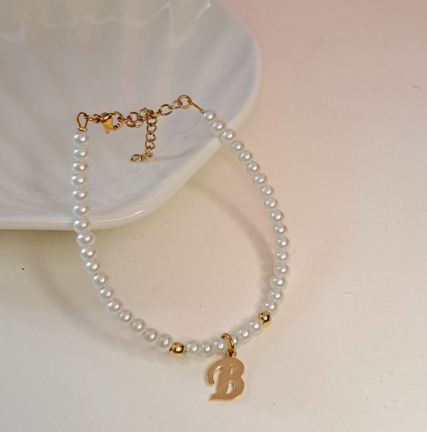 Gold Initial Pearl Bracelets(14 options)