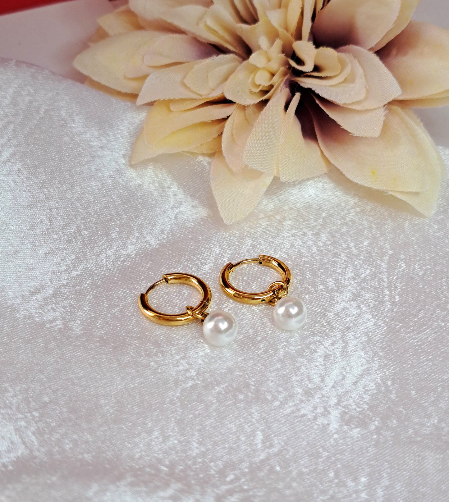 Pearl hoop earrings