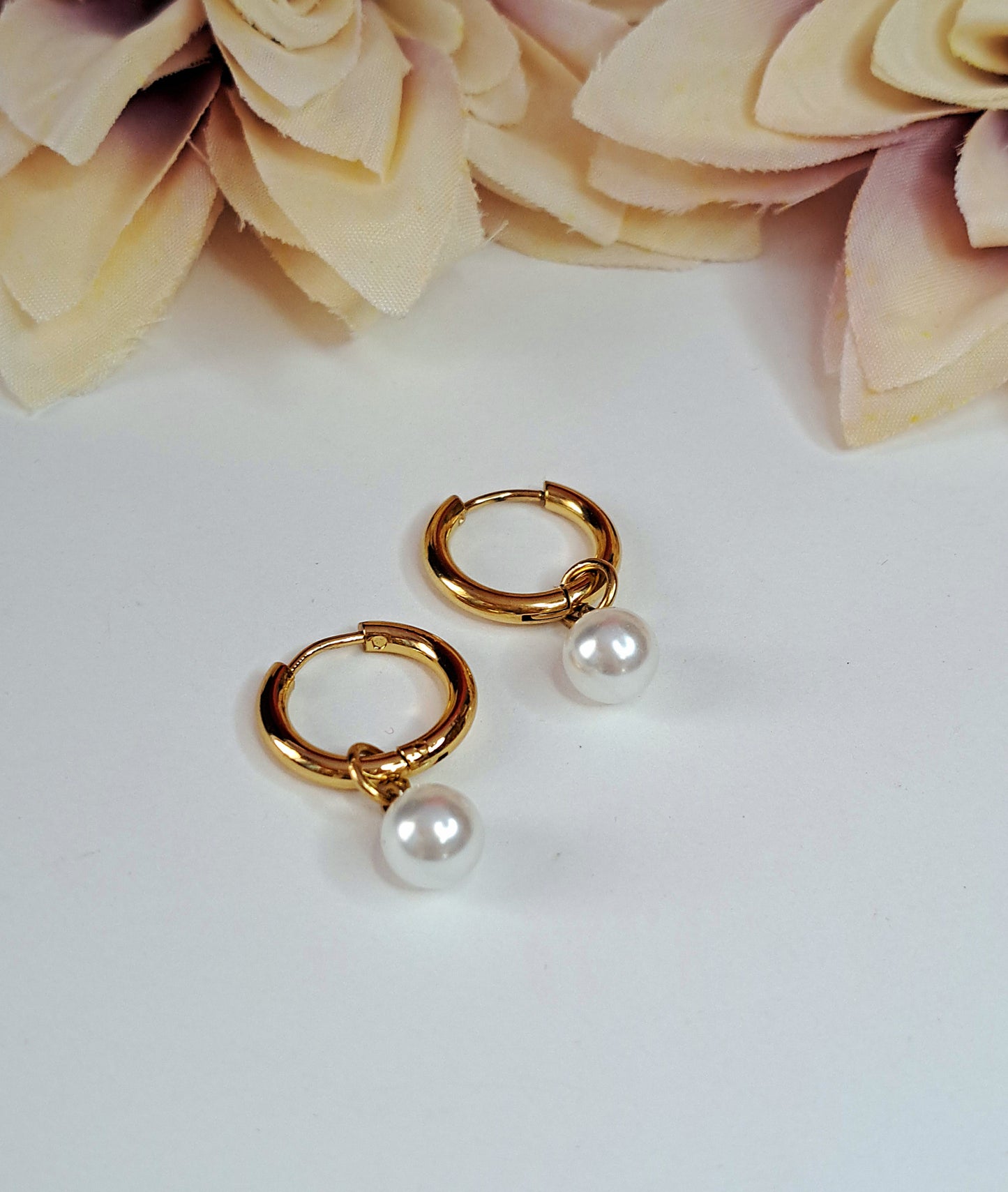 Pearl hoop earrings