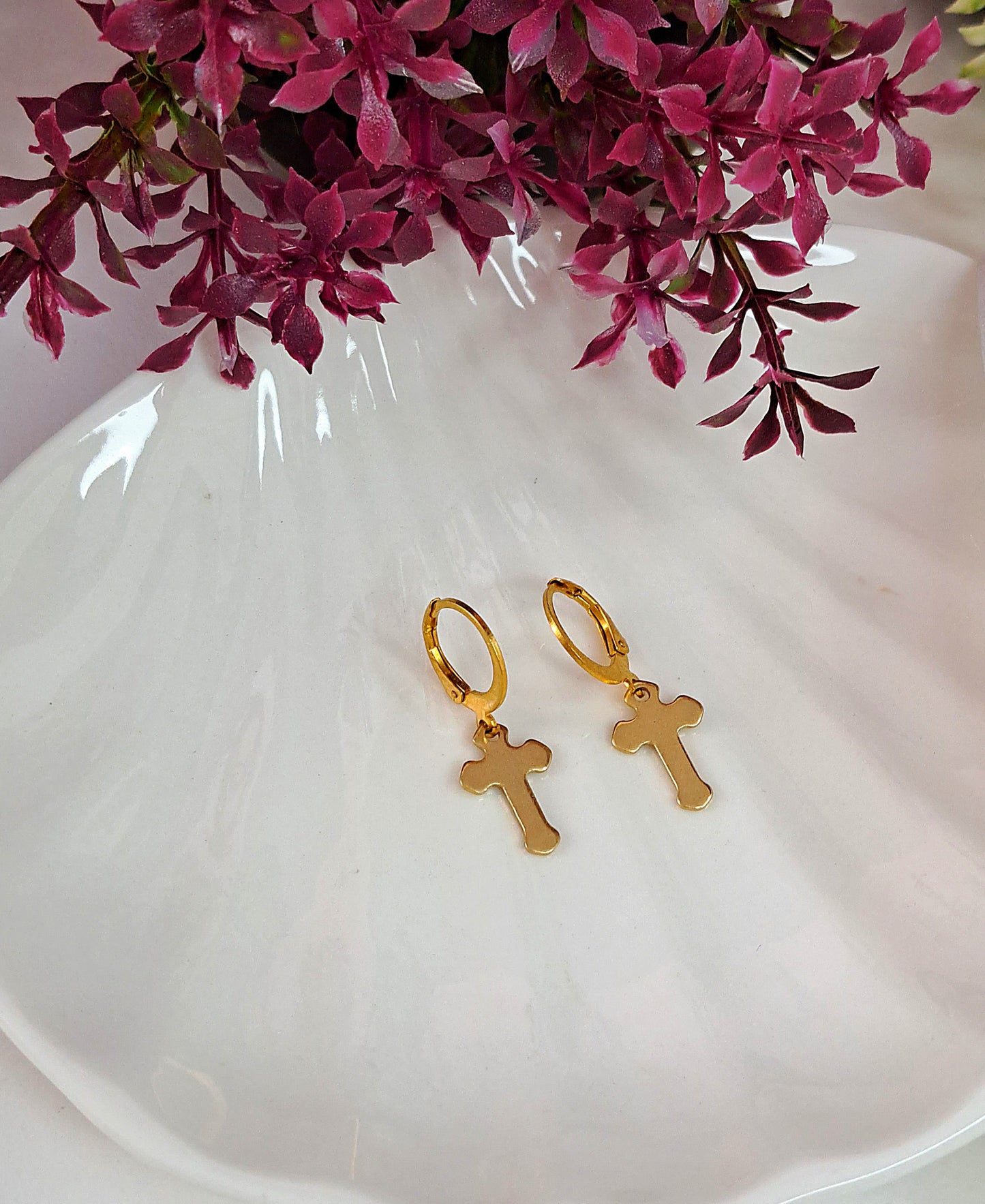 Cross earrings Gold