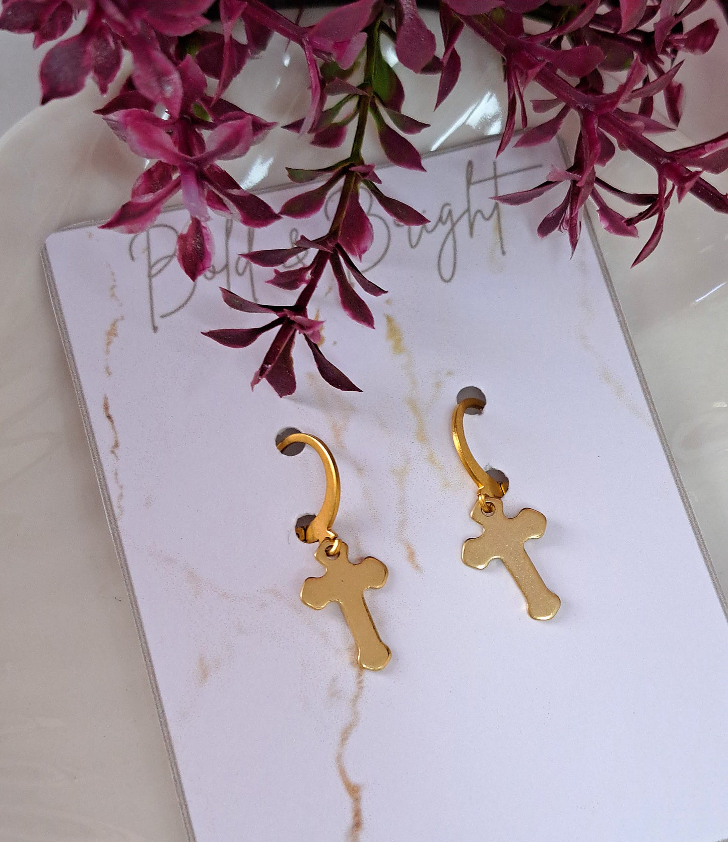 Cross earrings Gold