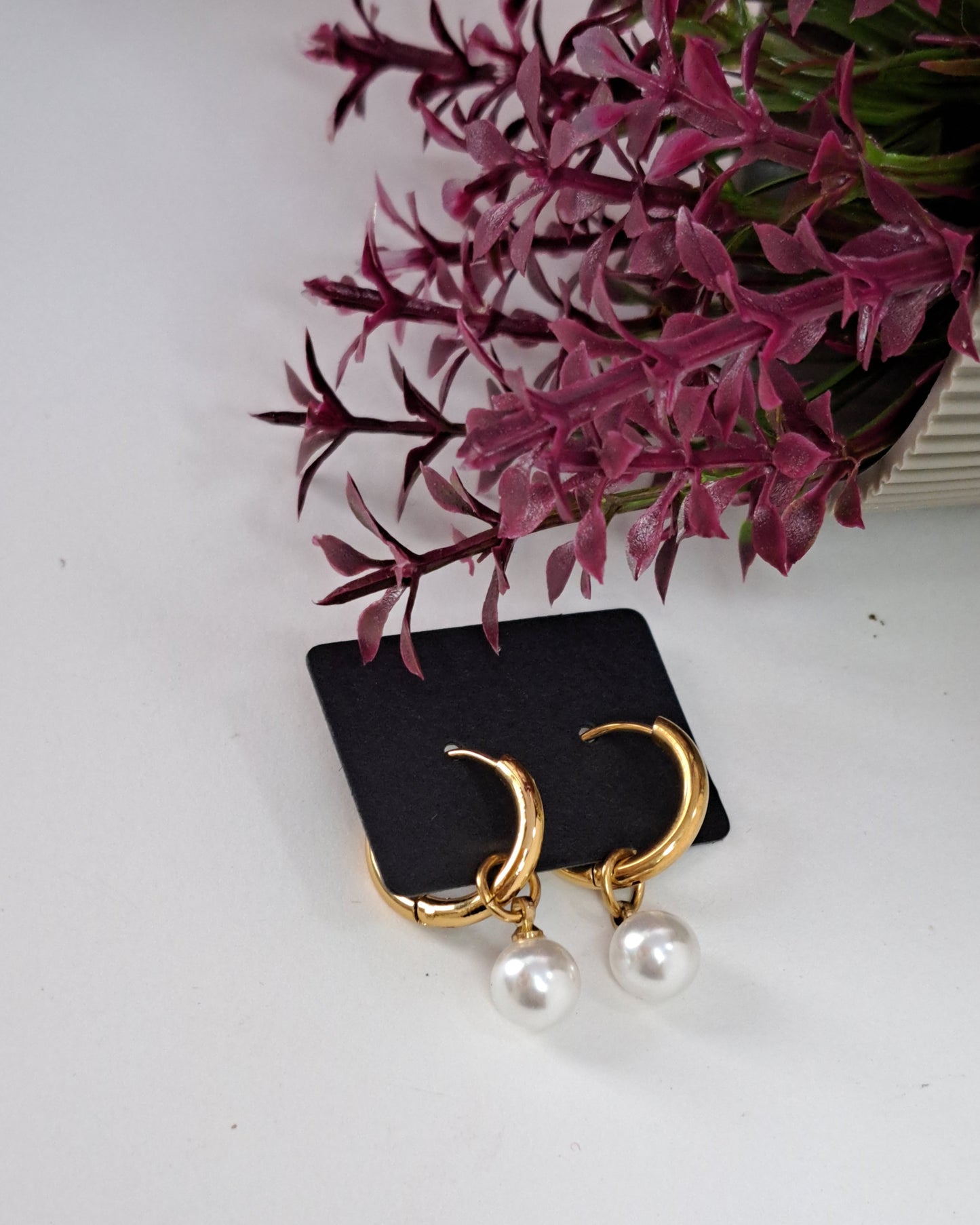 Pearl hoop earrings