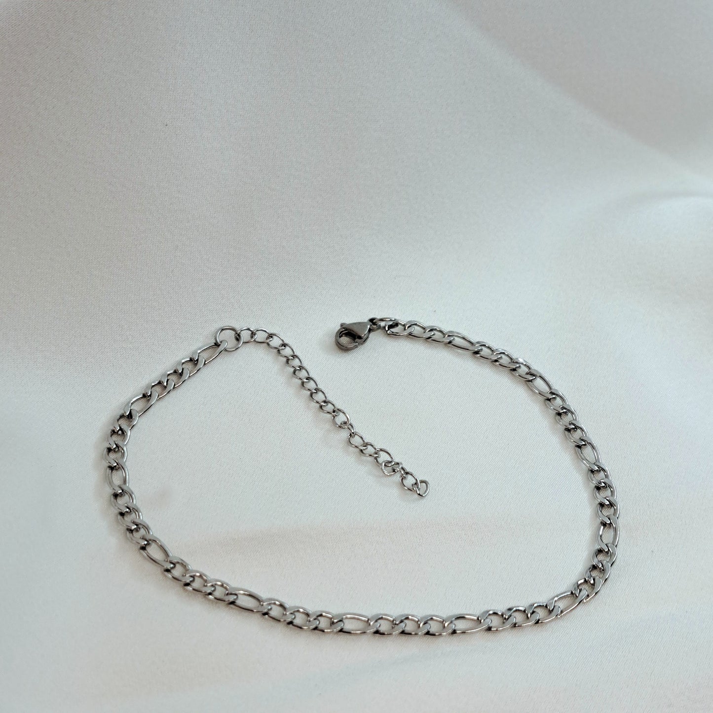 Medium Silver Figaro Chain Anklet Bracelet