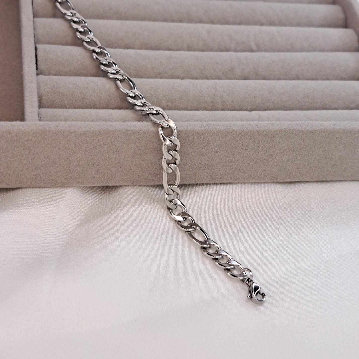 Silver Figaro Chain Anklet Bracelets