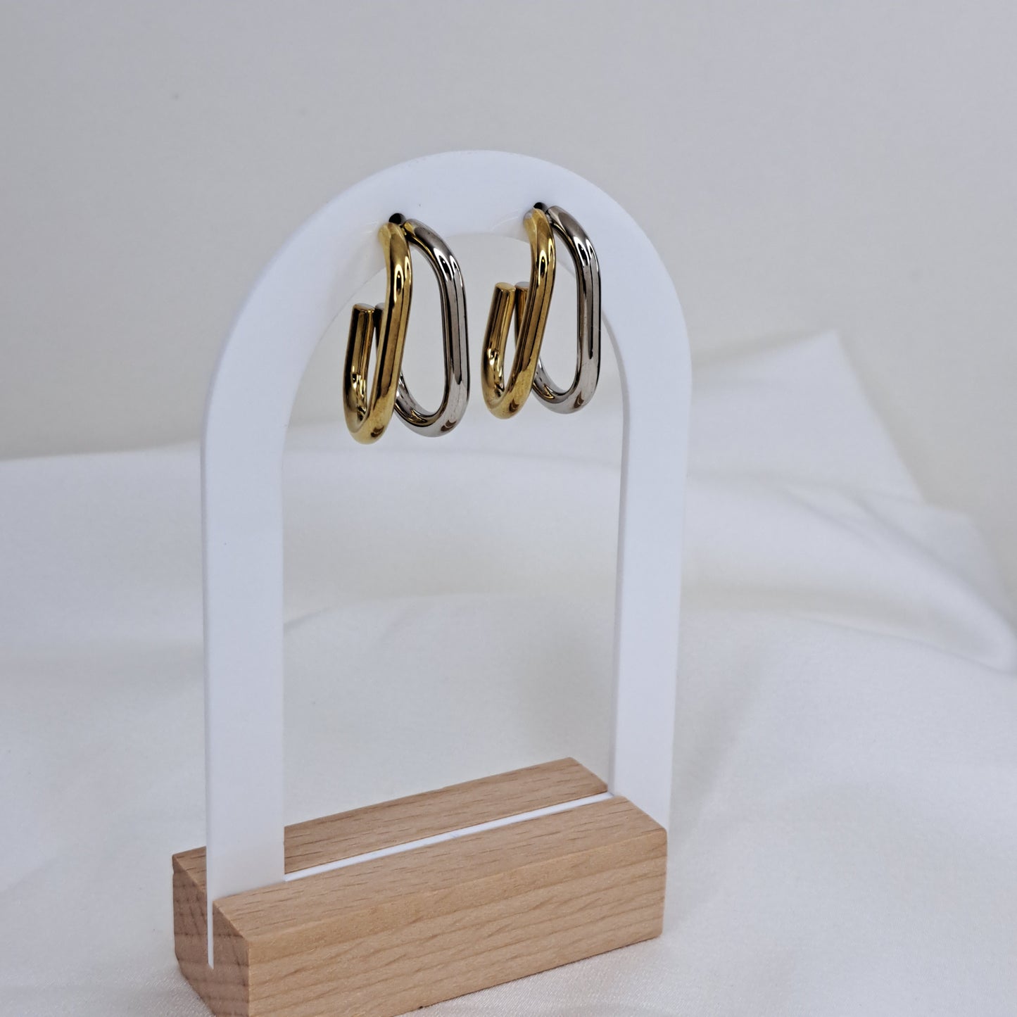 Simple Style Gold & Silver Stud Earrings