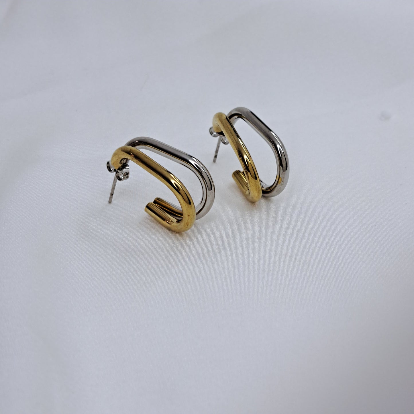 Simple Style Gold & Silver Stud Earrings