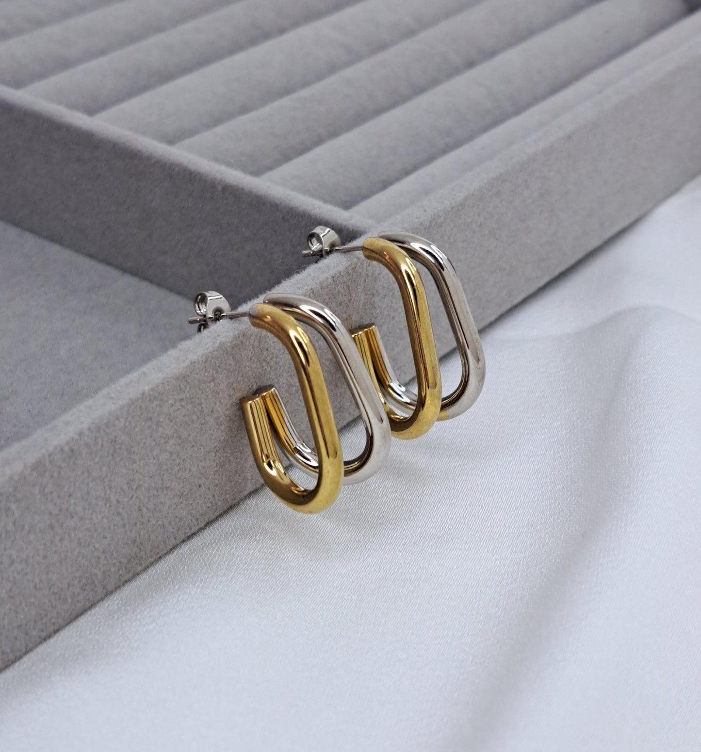 Simple Style Gold & Silver Stud Earrings