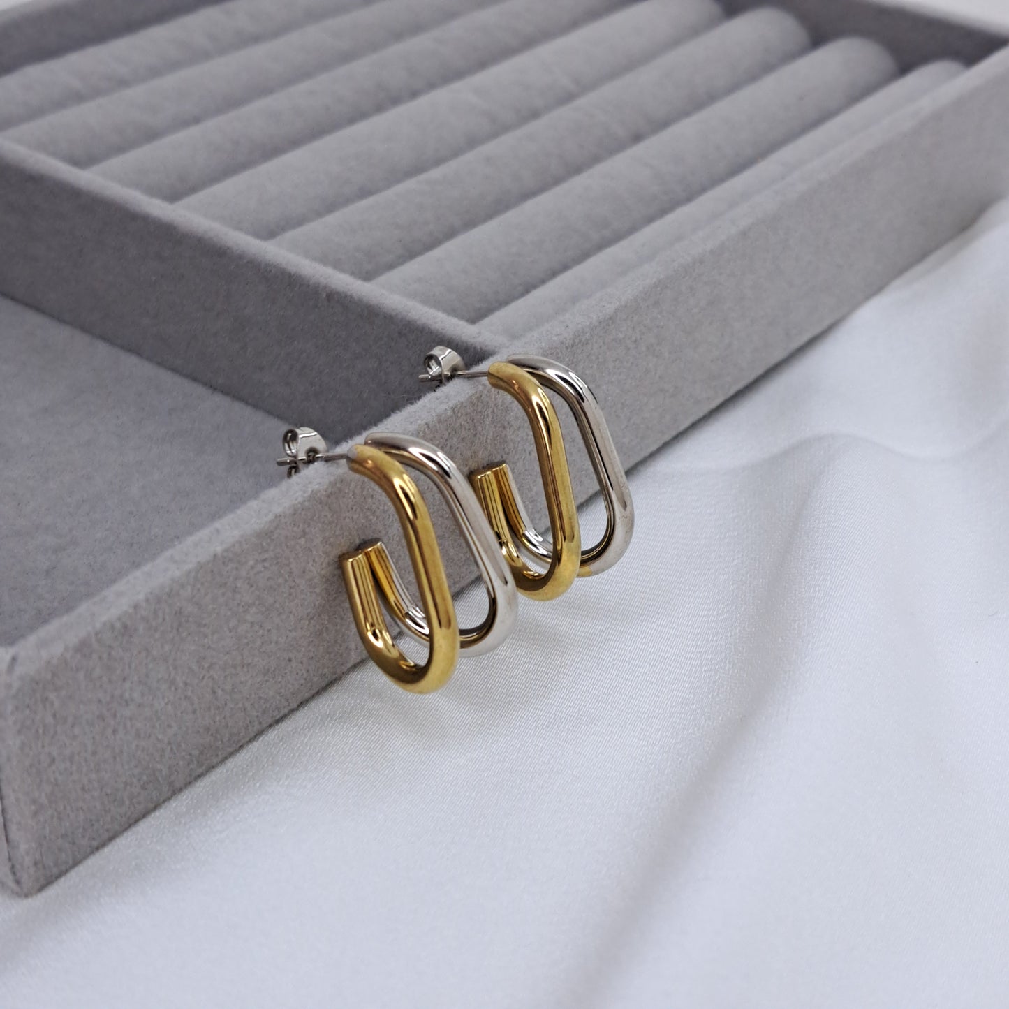 Simple Style Gold & Silver Stud Earrings