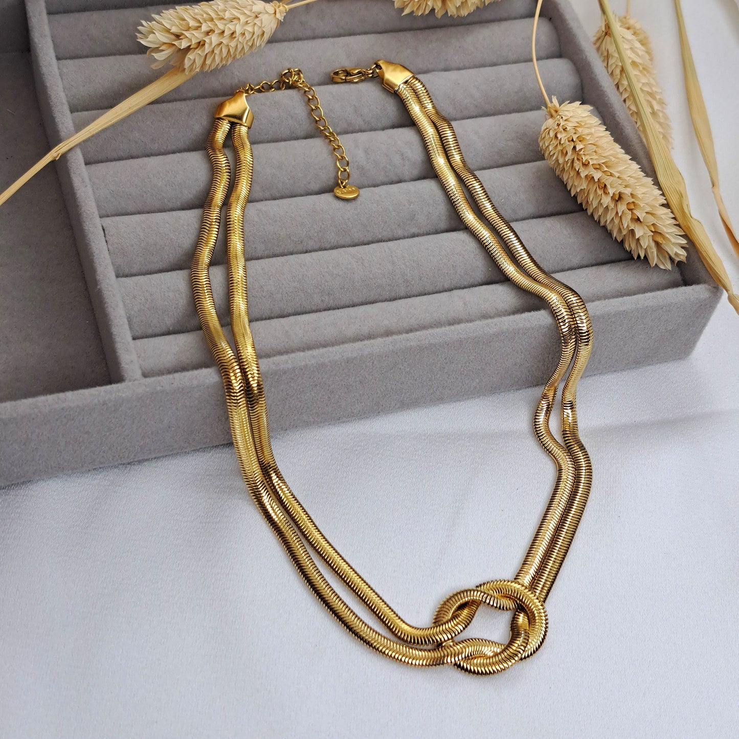 Gold Snake Knot Chain Necklace