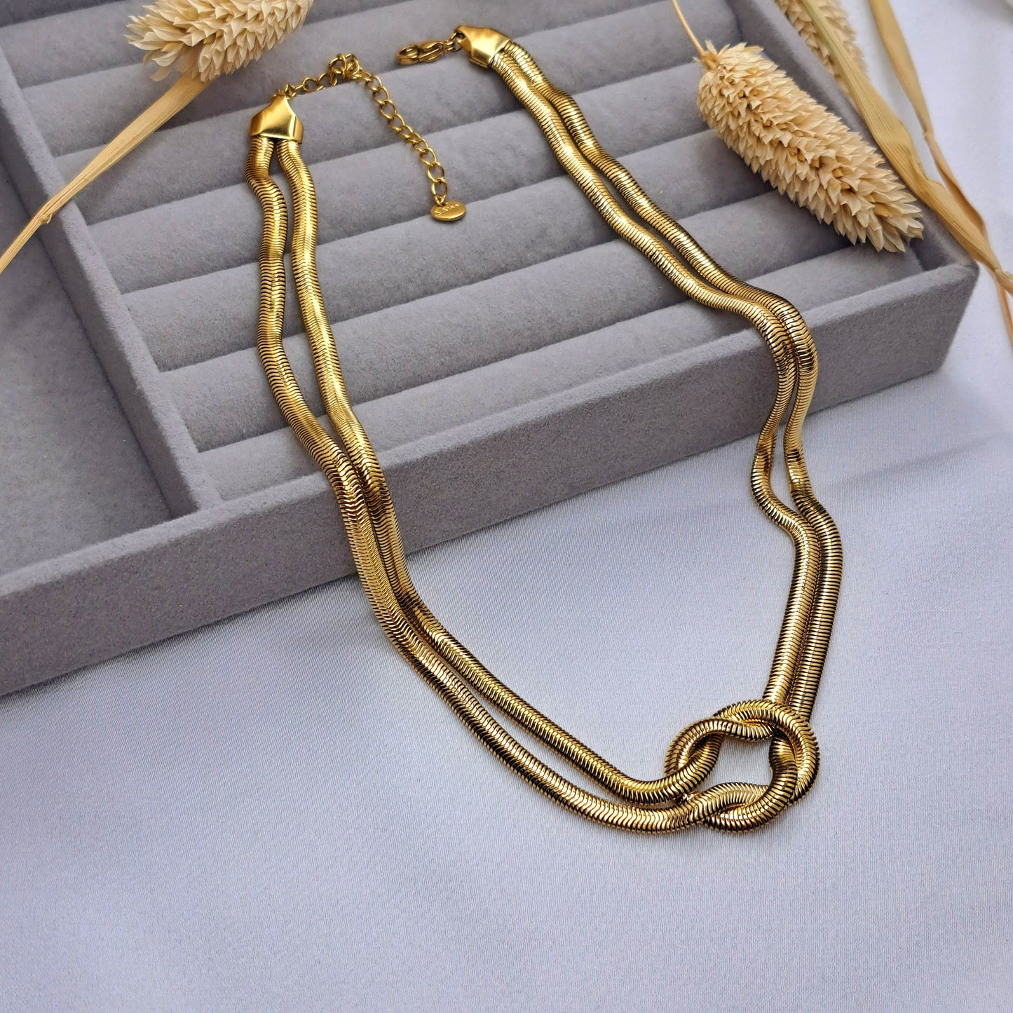 Gold Snake Knot Chain Necklace