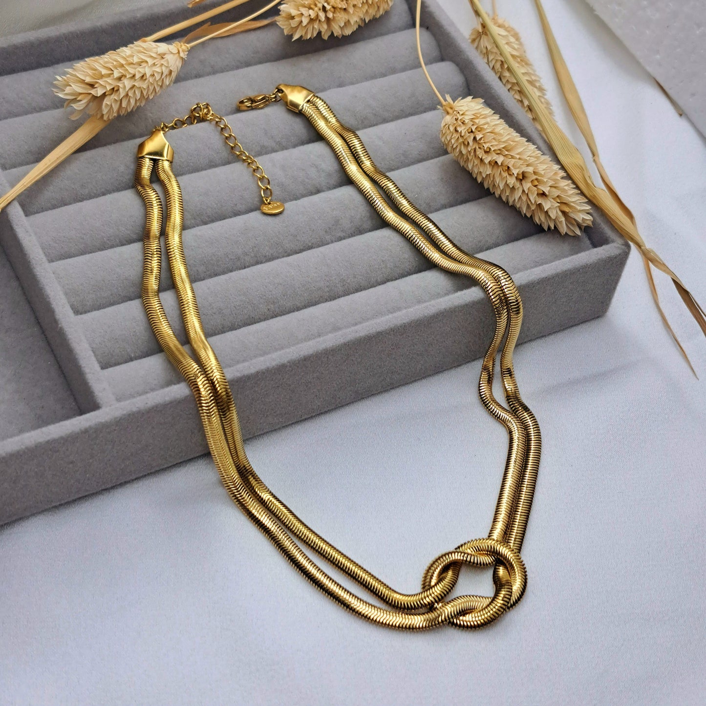 Gold Snake Knot Chain Necklace