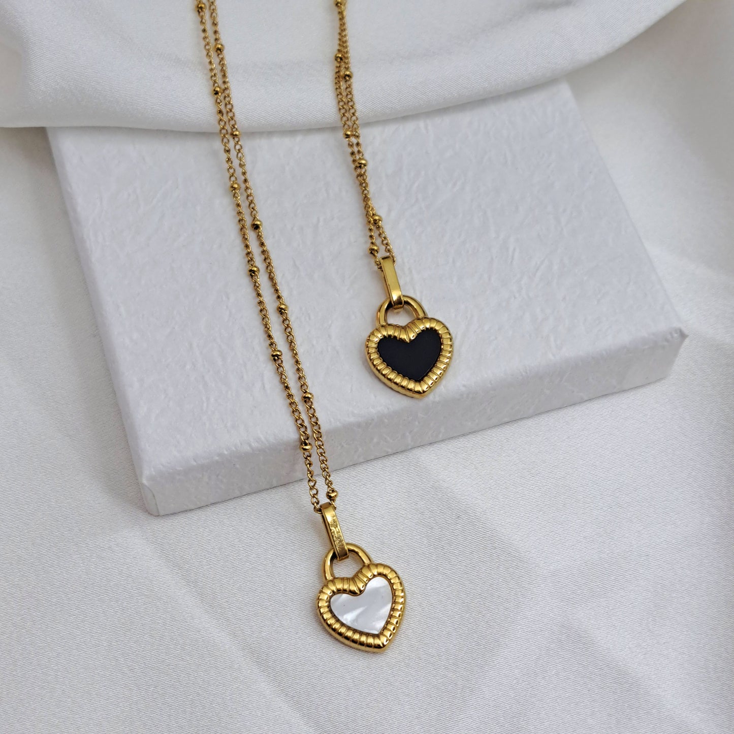 Two sided gold heart Necklace