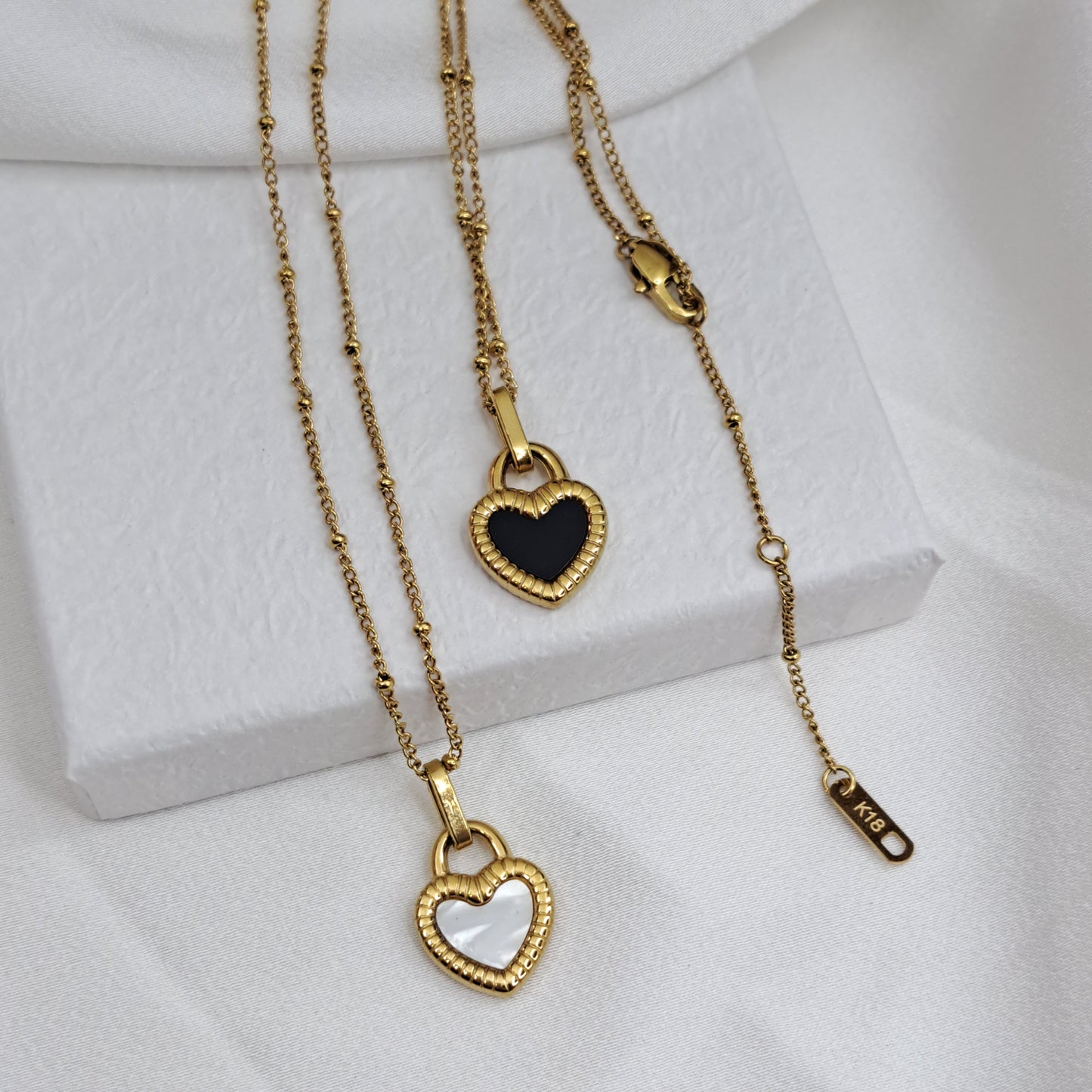 Two sided gold heart Necklace