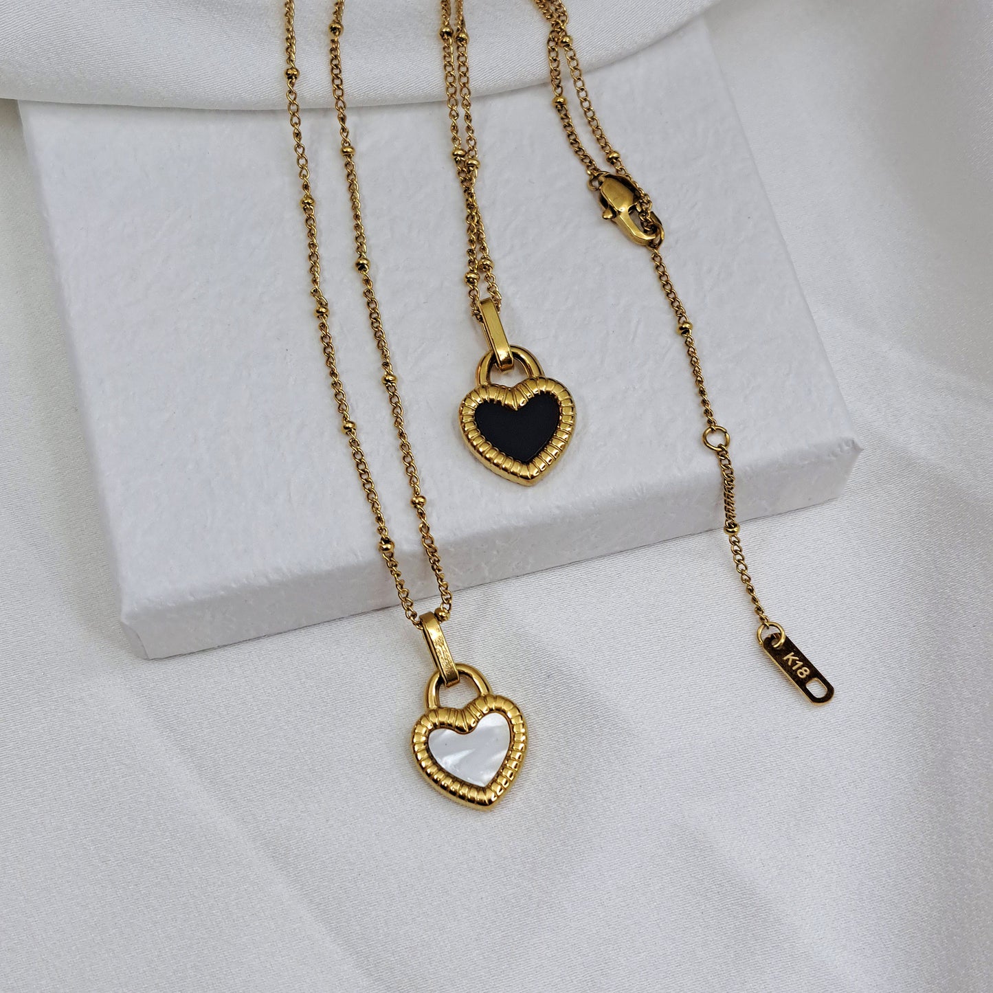 Two sided gold heart Necklace