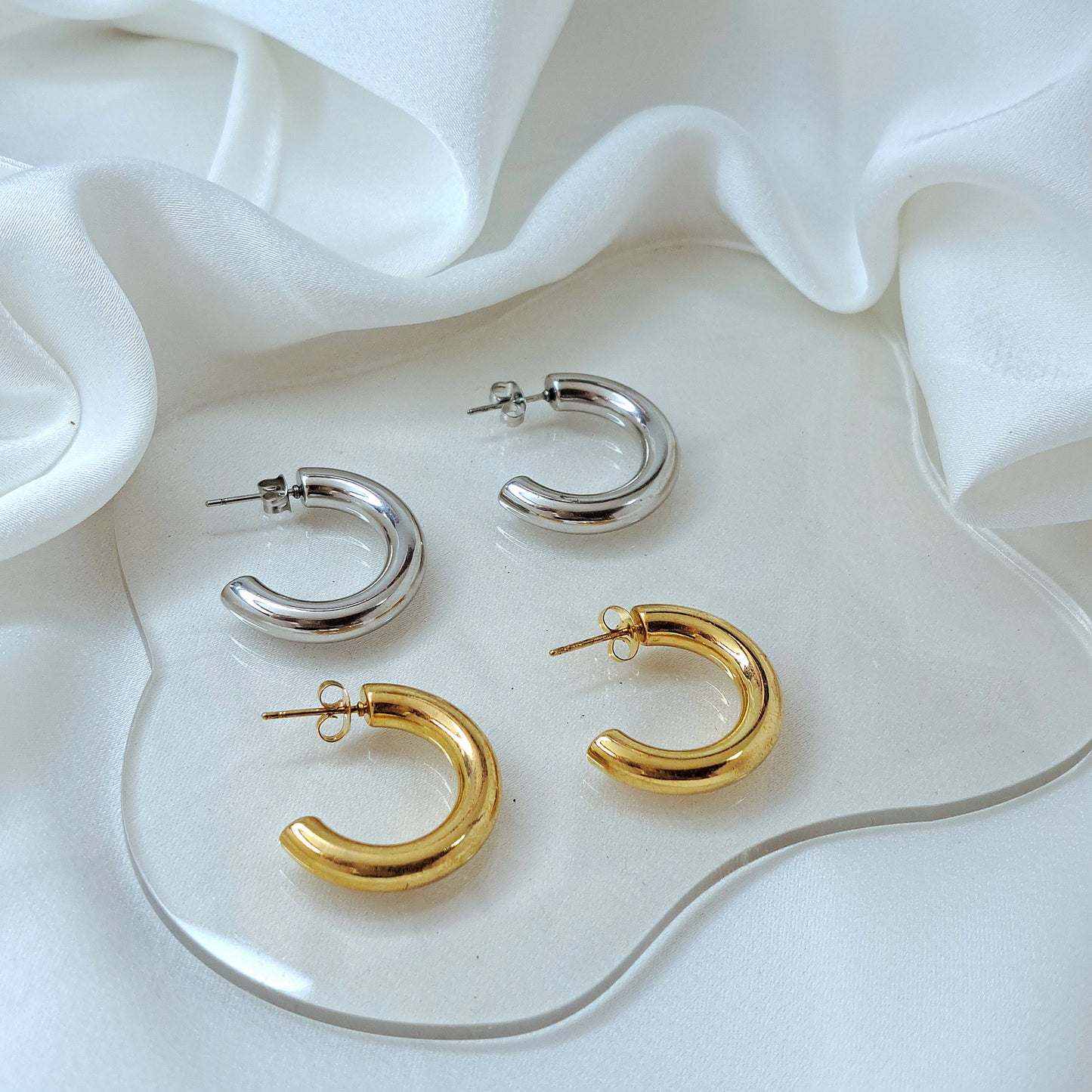 C shaped earrings