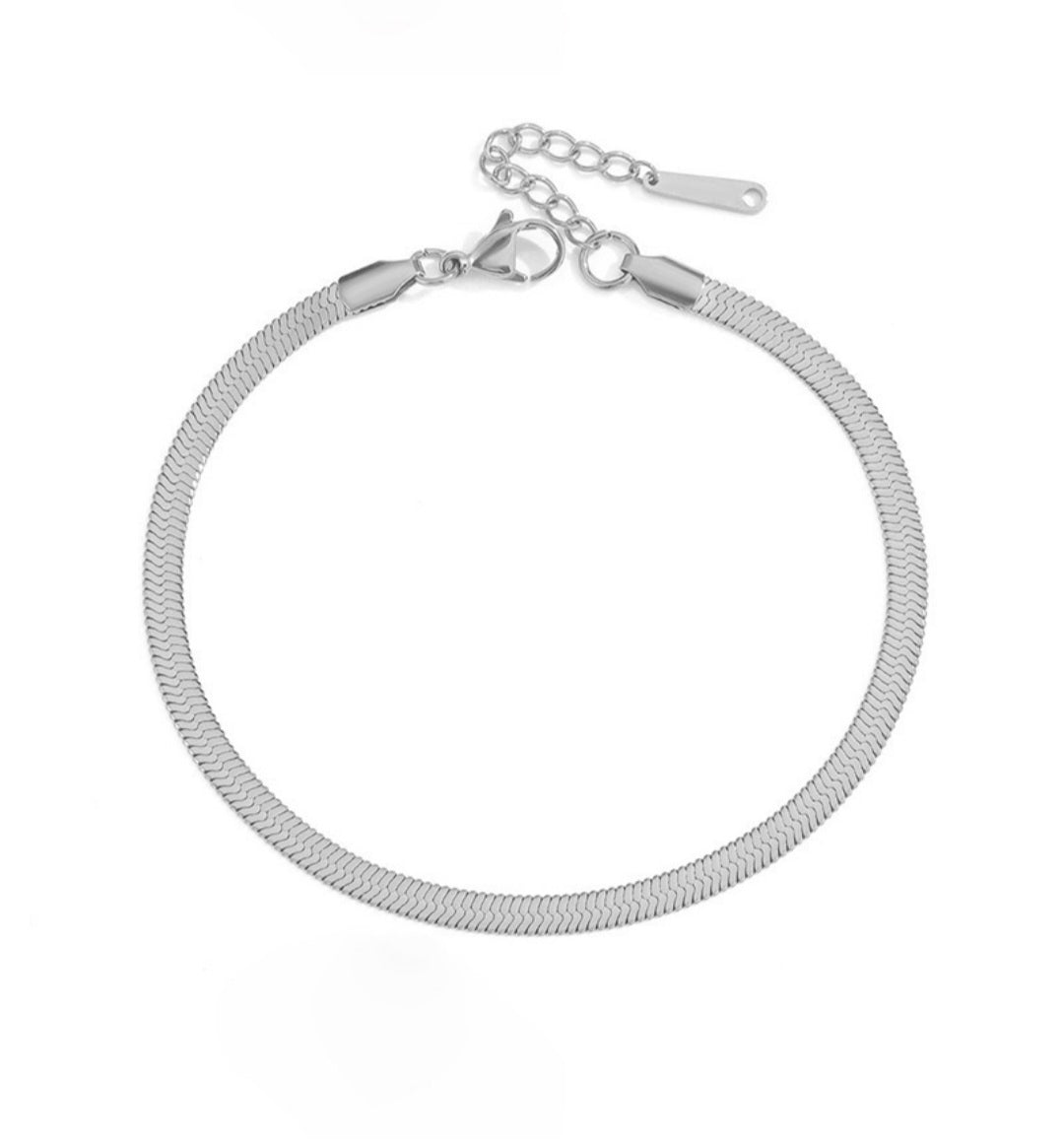 Silver Snake Chain Anklet Bracelet