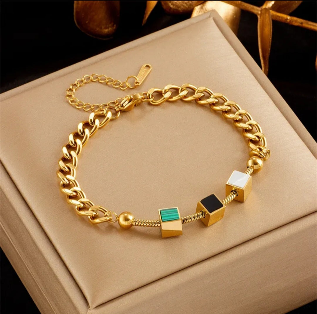 3 Square gold bracelet