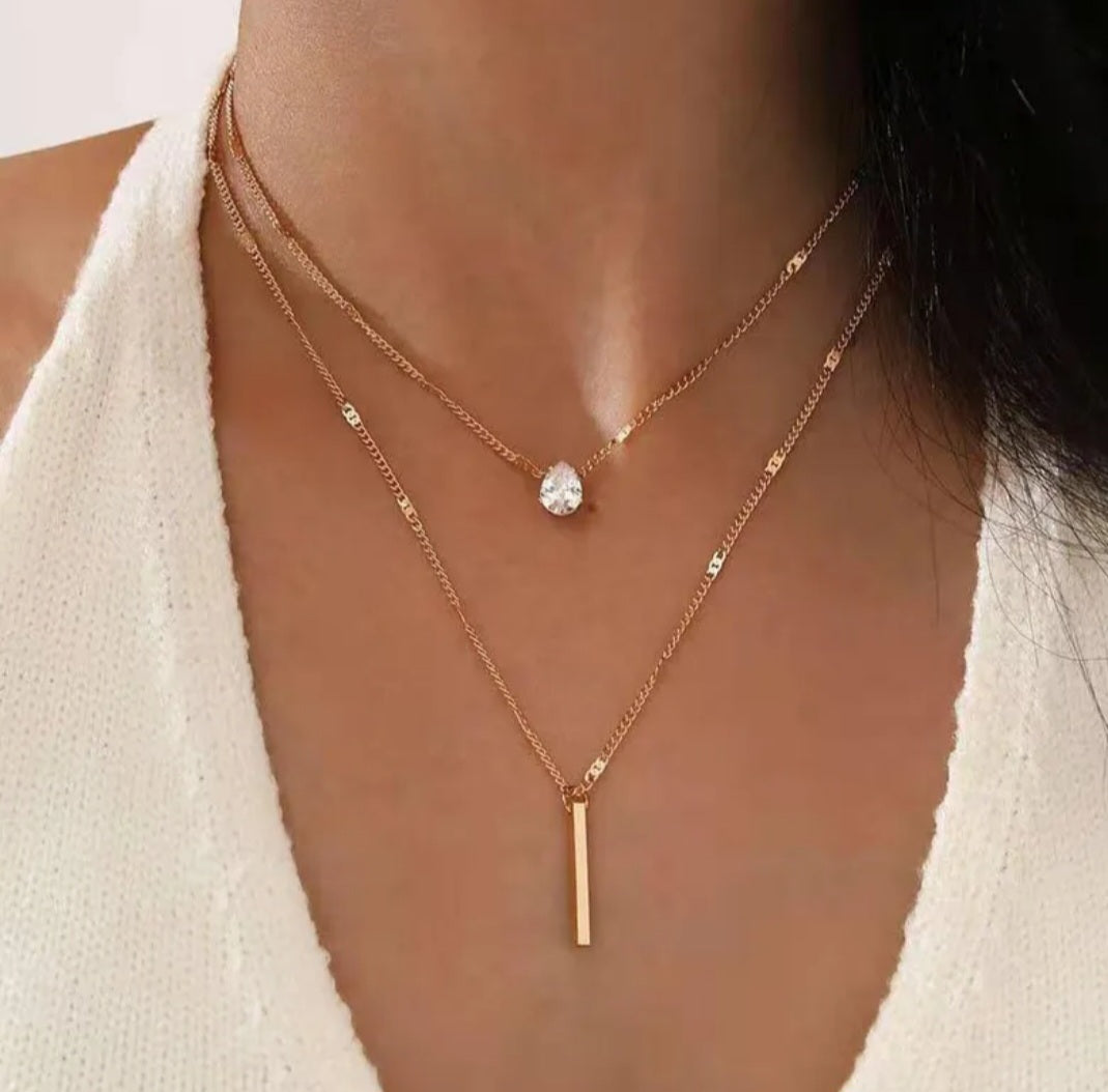 Two chain zircon Necklace