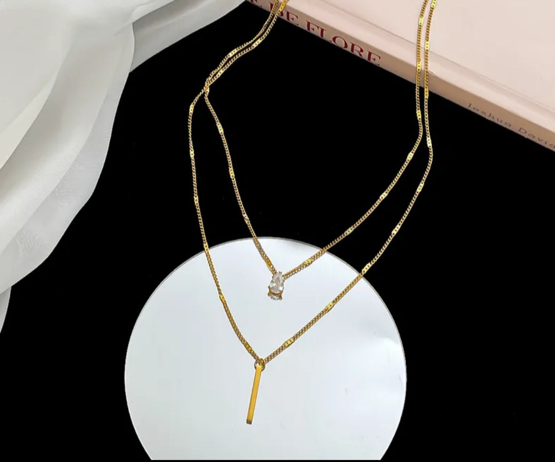 Two chain zircon Necklace