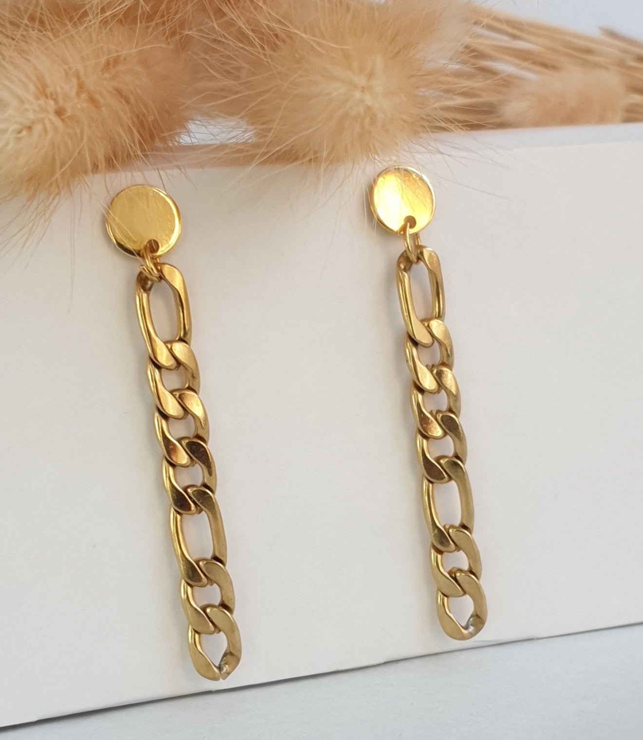 Gold chain earrings