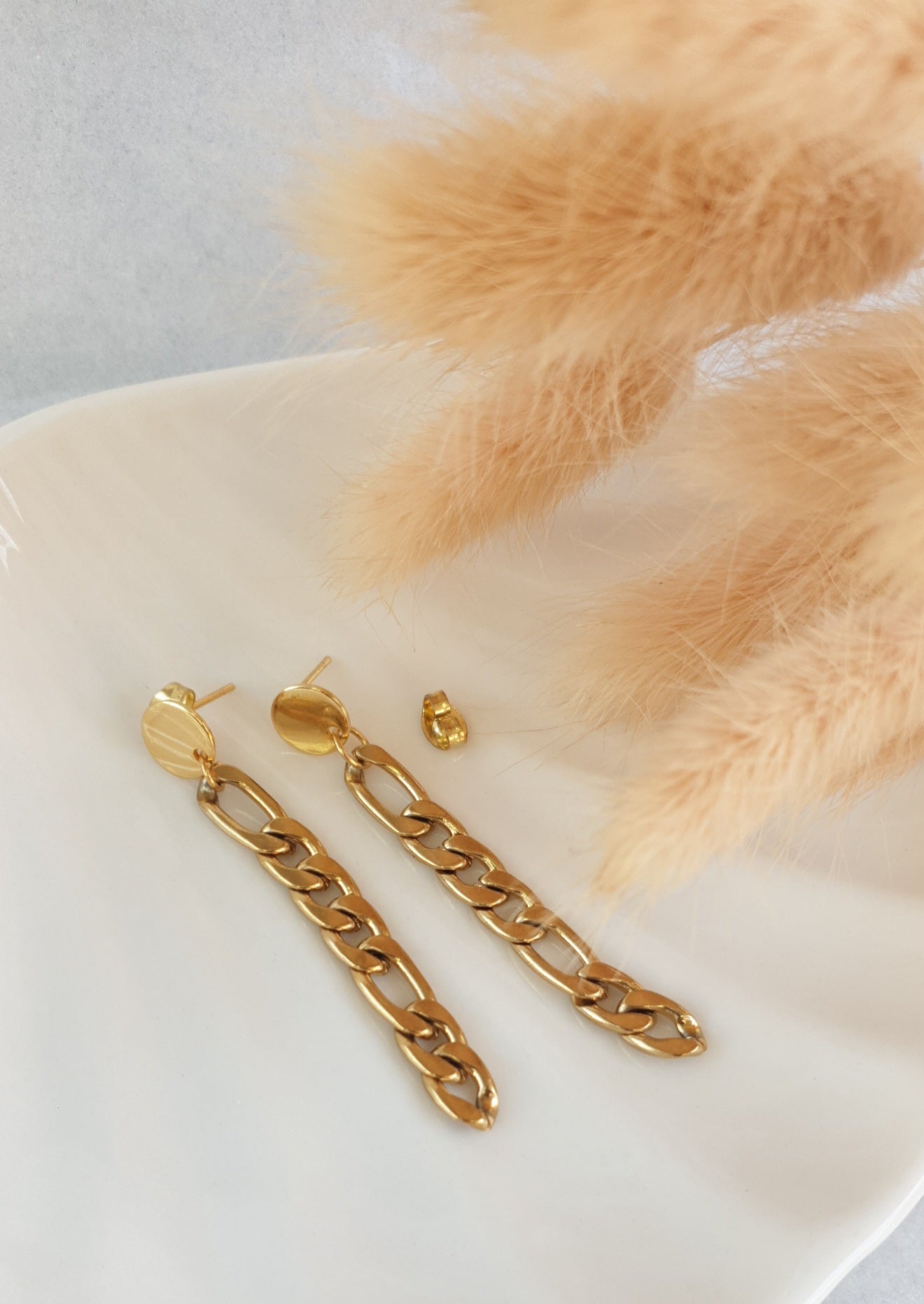 Gold chain earrings