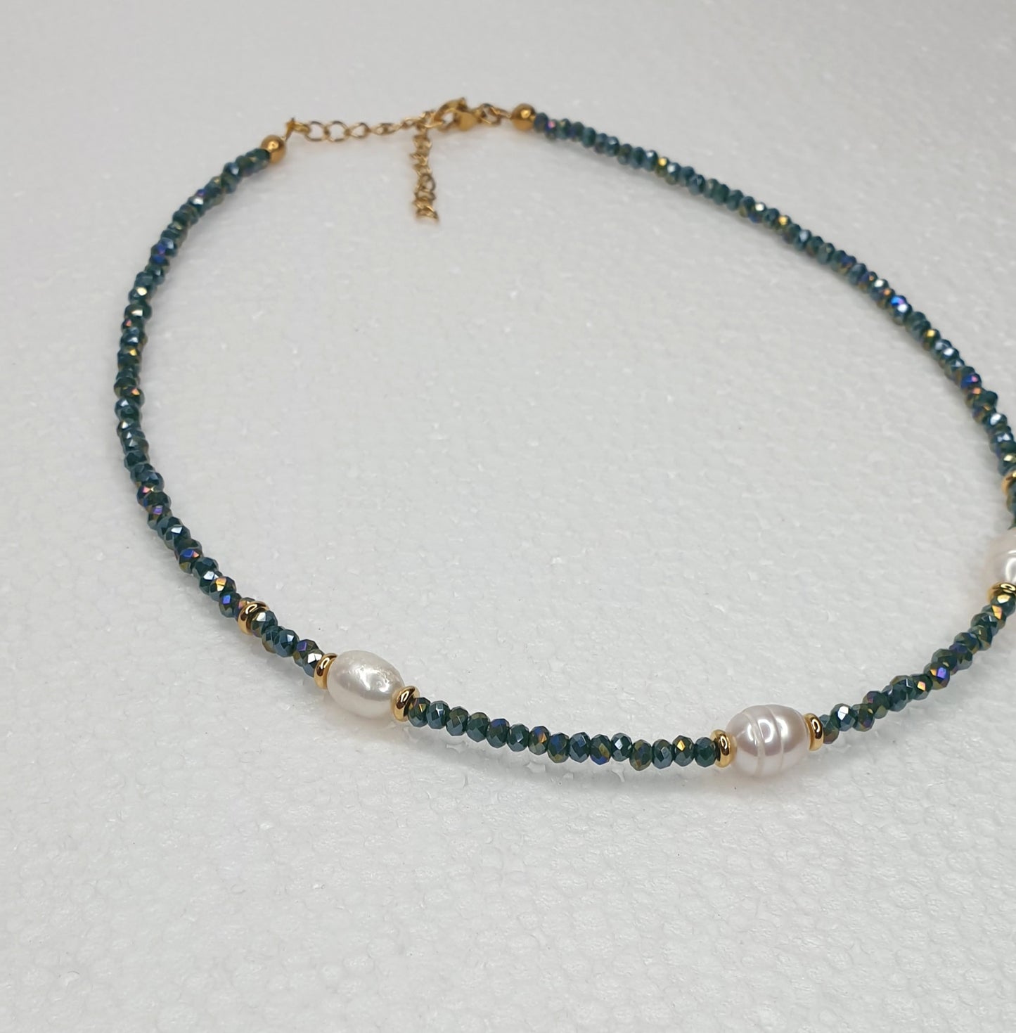 Mini Crystal & Lake Pearl Necklace (3 colours)
