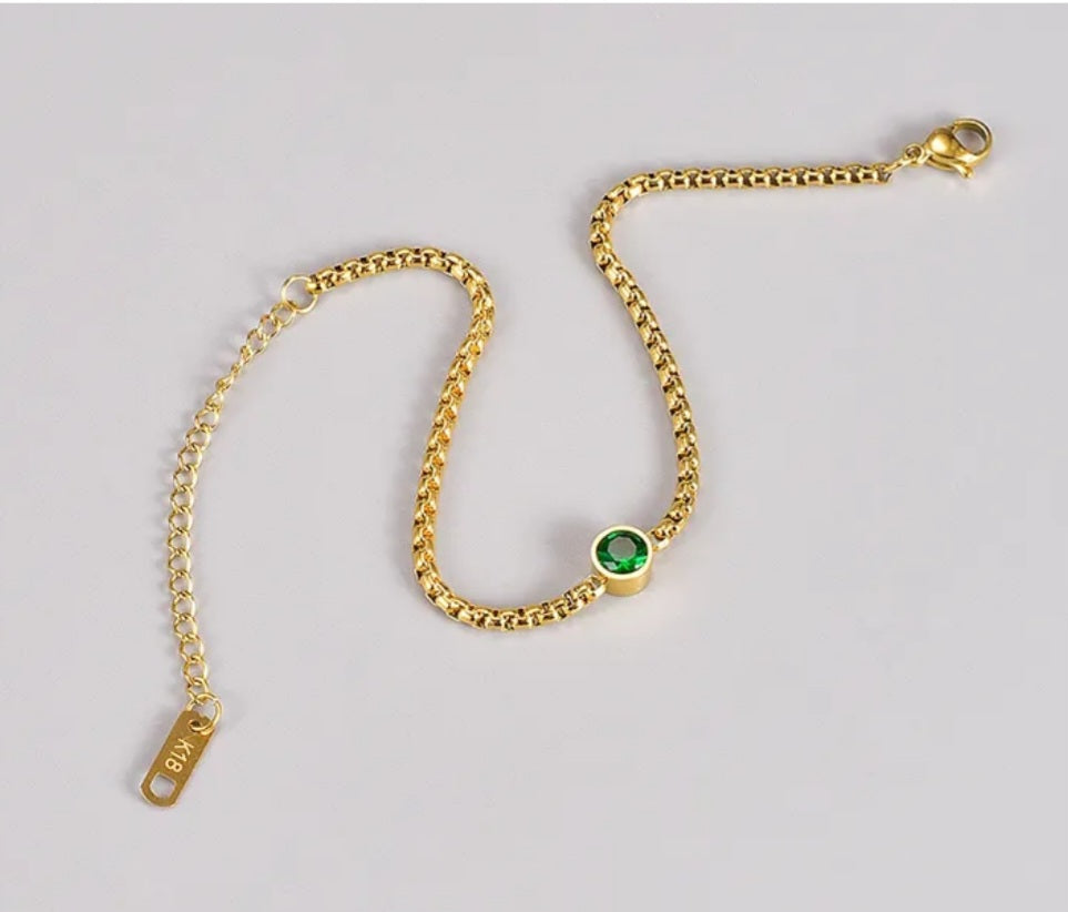 Vintage Green Gemstone Bracelet