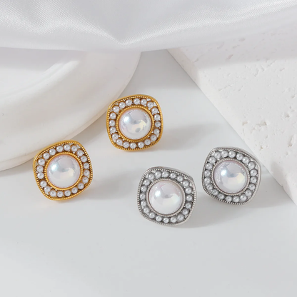 Square Pearl Stud Earrings (2 colours)