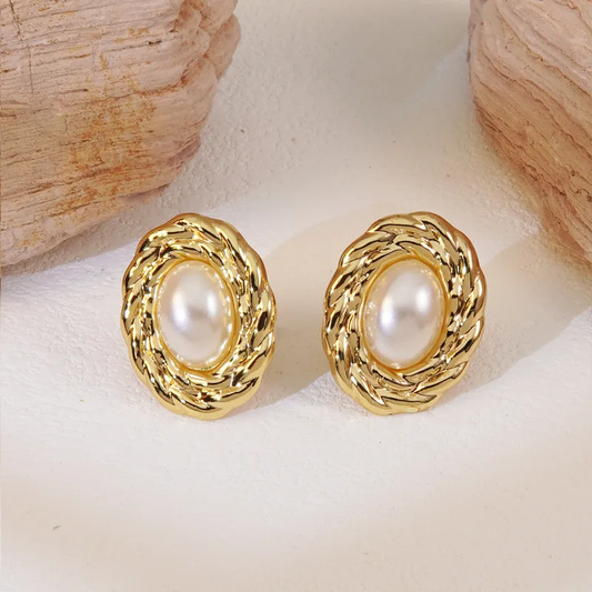 Oval Pearl Earrings