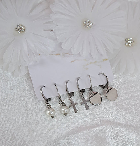 6 pcs SET earrings silver