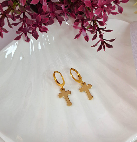 Cross earrings Gold