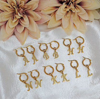 Initial gold hoop earrings(14  options)