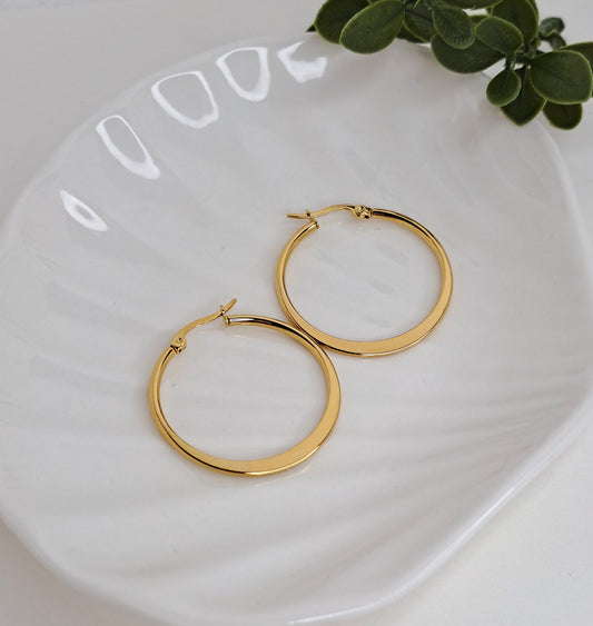 Gold flat hoop earrings