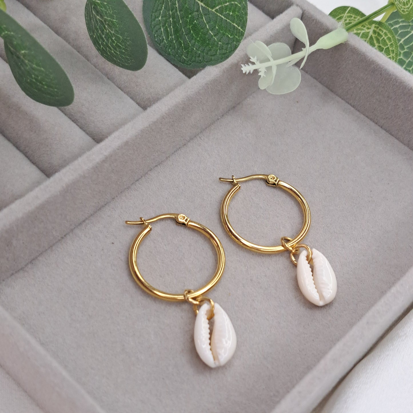 Cowrie Shell Earrings Gold